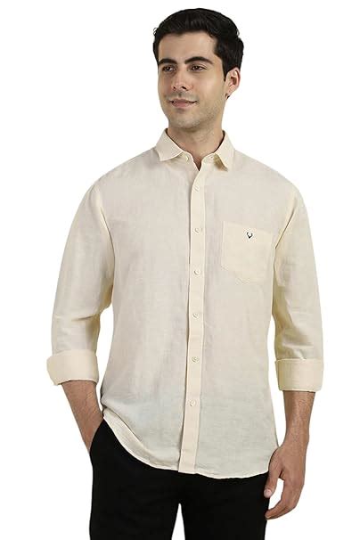 Allen Solly Men Light Yellow Textured Full Sleeves Casual Shirts ...