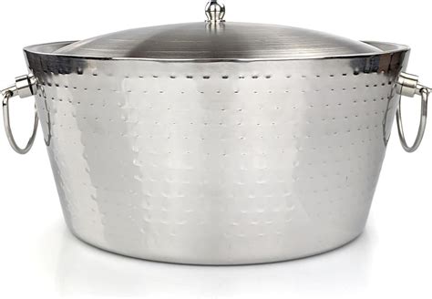 Amazon.com: BREKX Hammered Stainless-Steel Beverage Tub, Double-Walled ...