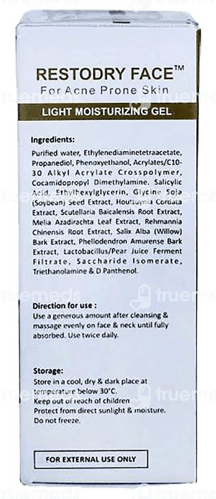 Restodry Face Light Moisturizing Gel 50 Gm - Uses, Side Effects, Dosage ...