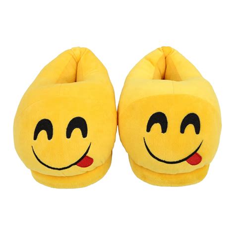Qualtos Yellow Smiley Warm Shoes Emoji Bedroom Slipper Free Size Indoor ...