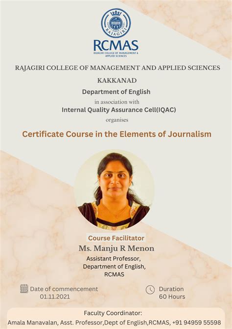 Rajagiri College of Management & Applied Sciences » Certificate Course on Elements of Journalism