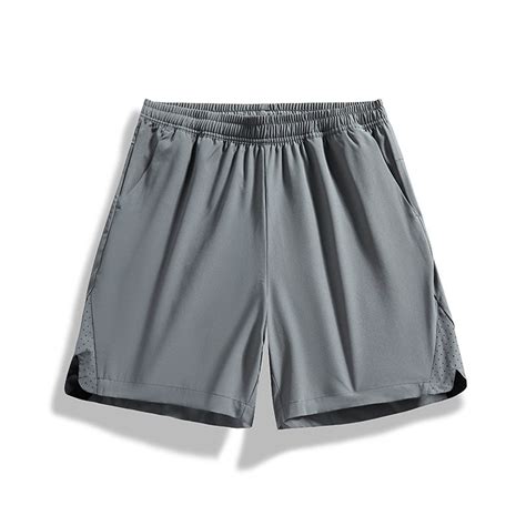 COSFO Casual Mens Shorts Gray Relaxed Fit Elastic Waist Quick Dry Ice ...