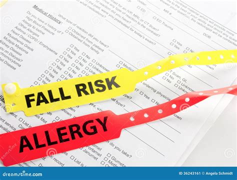 Allergy and Fall Risk Bracelet Stock Image - Image of document ...