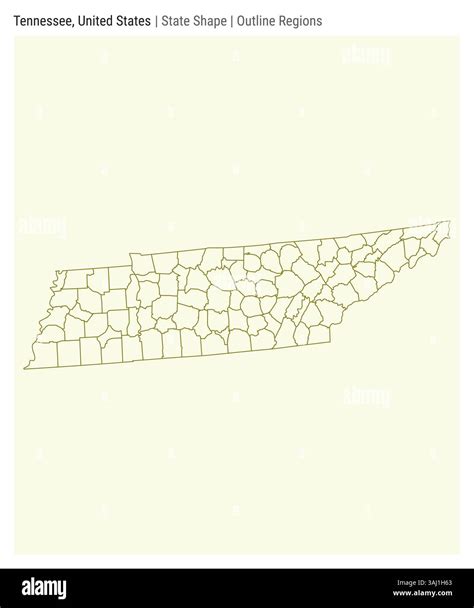 Tennessee, United States. Simple vector map. State shape. Outline ...