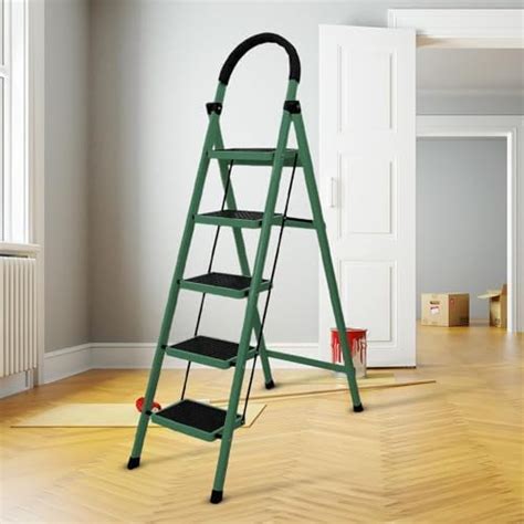 Plantex Cheston Ladder for Home/GI Steel Foldable 5 Step Ladder/Wide ...