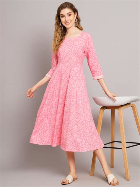 Pink Bandhej Beautiful Anarkali Dress – House of Ayuda