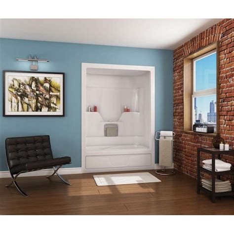 MAAX Aspen 31-in W x 60-in L x 85-in H White 3-Piece Bathtub and Shower ...