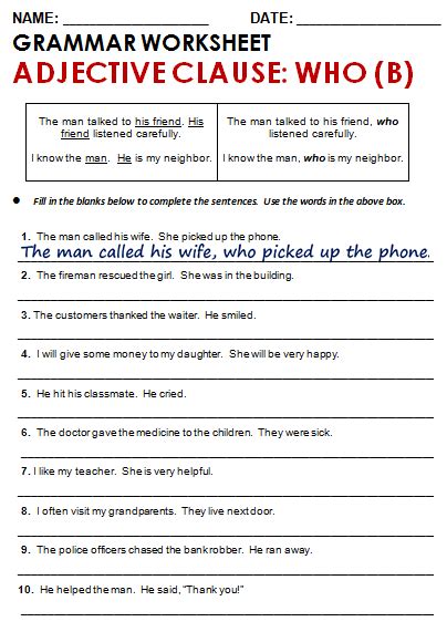 Image result for Attributive Adjectives Worksheet