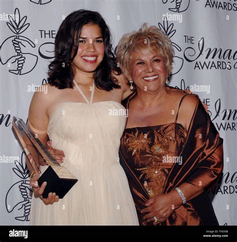 Actress America Ferrera (L) appears backstage with her Creative ...