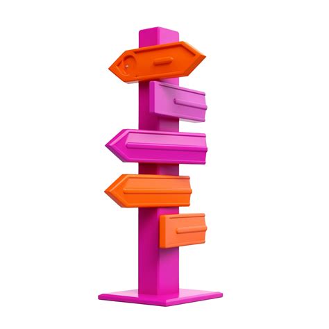 signpost in 3D style trending color palette with 23886889 PNG