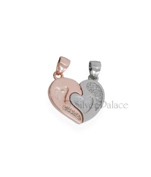 925 Sterling Silver Rose Gold Heart In Heart Pendant For Couples Sheya ...