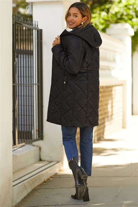 Buy Friends Like These Black Longline Hooded Quilted Padded Coat from ...