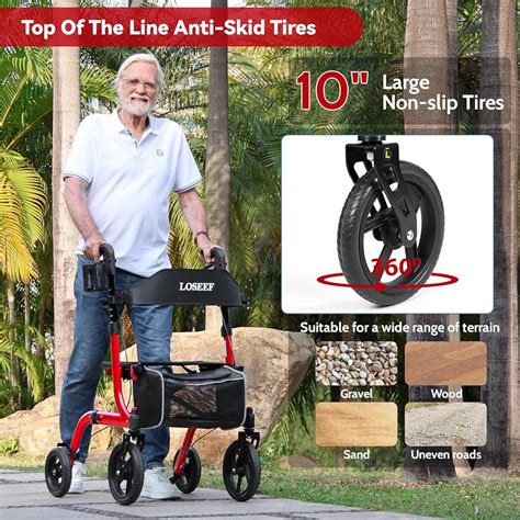 LOSEEF Foldable Rollator Walkers with Seat for Seniors, 10 India | Ubuy