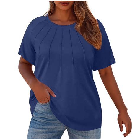 IYYVV Womens Summer Oversized Shirts Crew Neck Business Casual Workout Tops Beach Vacation 2025 ...