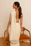 Buy Ivory Georgette Sequins, Mirrors, Magnolia Pre-draped Saree With ...
