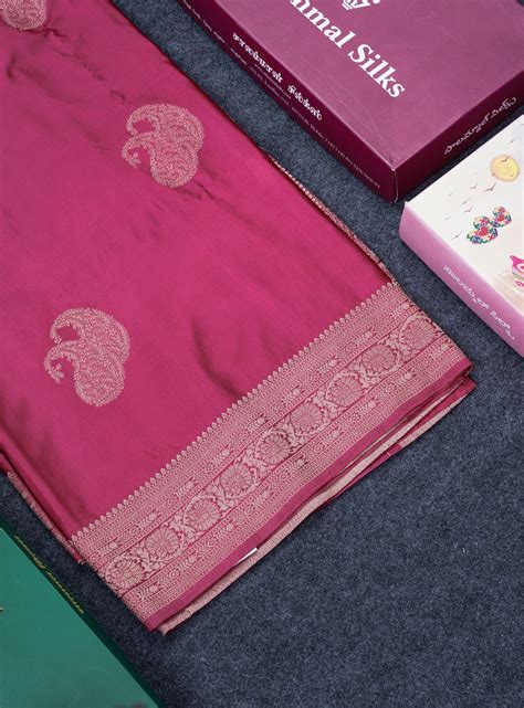 Beautiful Pink Shade Russian Silk Saree With Fancy Self Border ...