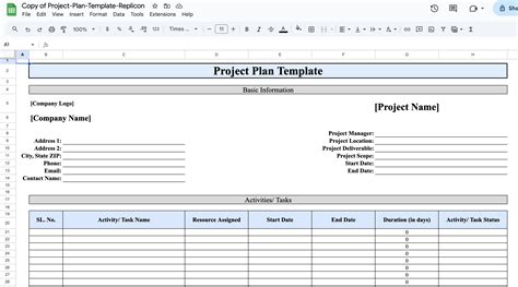 Free Excel Project Planner Template
