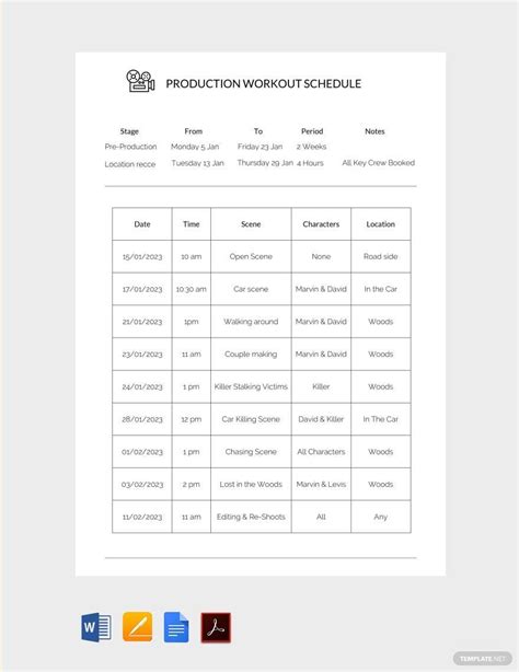 Image result for Production Schedule Example
