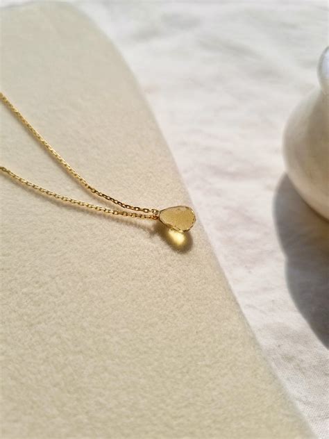 Natural Whisky Quartz Teardrop pendant Silver Chain Jewelry for women