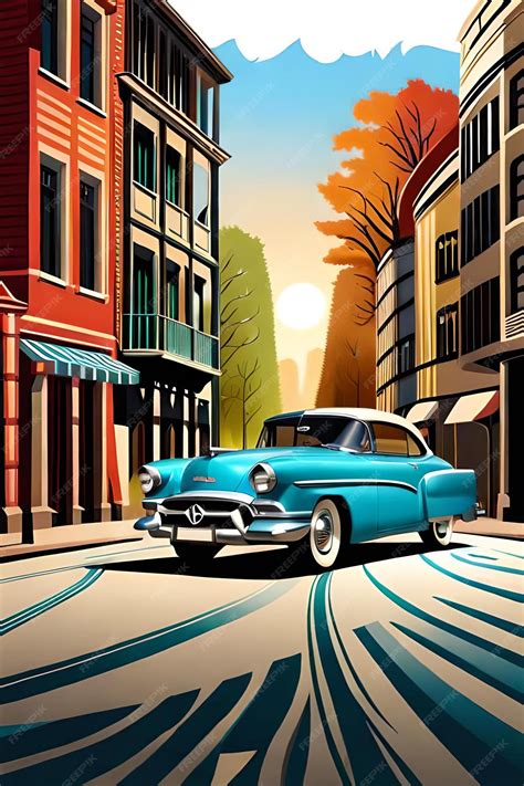 Premium AI Image | Full Color Poster of Vintage Classic car Antique and ...