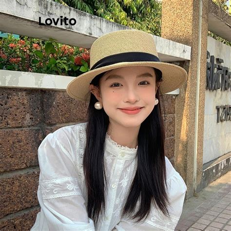 Lovito Vintage Plain Bow Colorblock Hat for Women LFA38195 Lovito Topi ...