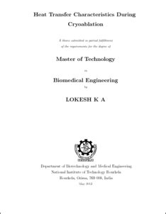 Heat transfer characteristics during cryoablation - ethesis