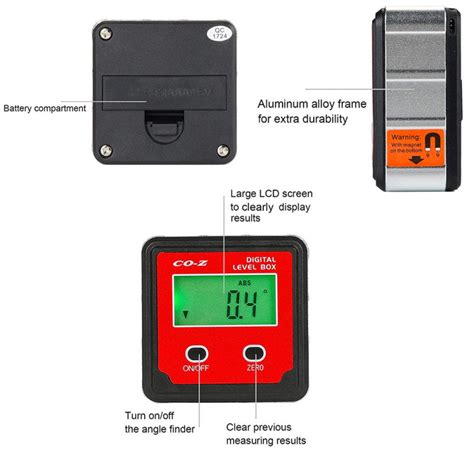 LCD Digital Inclinometer Electron Goniometers 4X90 Degree Magnetic Bas ...