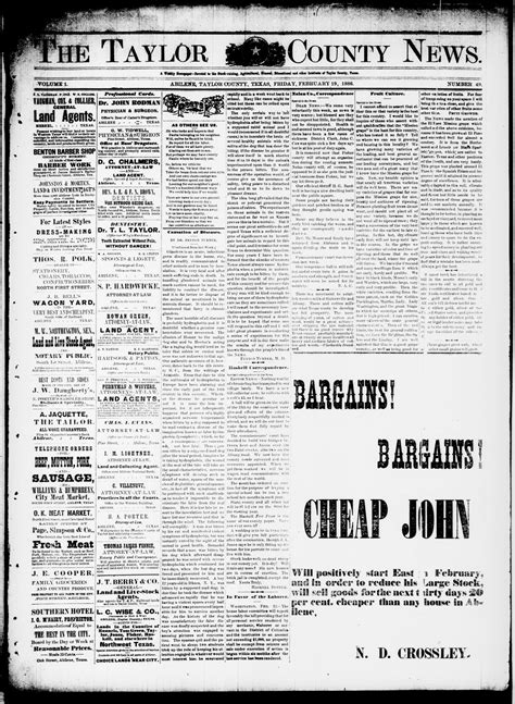 The Taylor County News. (Abilene, Tex.), Vol. 1, No. 49, Ed. 1 Friday ...