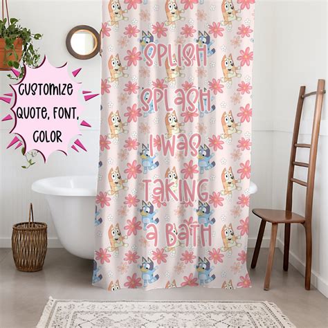 Personalized Bluey Shower Curtain, Bluey and Bingo Shower Curtain, Kids ...