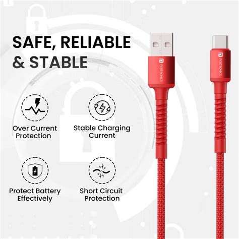 Portronics Konnect X Unbreakable Nylon Braided USB A to Type C Cable ...