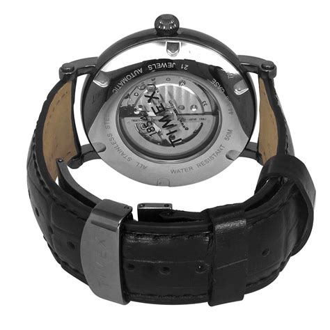 Timex Men's Automatic Black Round Dial Stainless Steel Watch