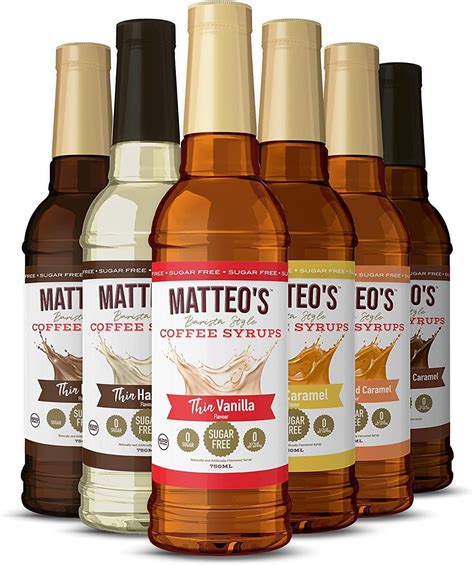 Matteo's Sugar Free Coffee Flavoring Syrup, Variety Pack, Delicious ...