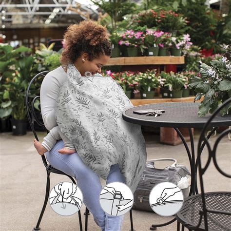 Buy Boppy Nursing Cover for Breastfeeding, Gray Ferns, Apron Style with ...