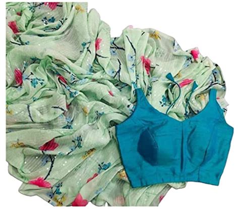 Buy GoSriKi Women's Premium Georgette Floral Digital Printed Full ...