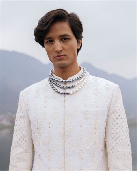 Latest designer menswear collection- Hayden White Sherwani Set