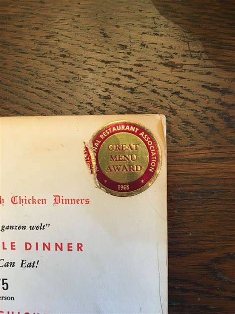 1960s Frankenmuth Bavarian Inn Menu Great Menu Award Sticker | Ephemera ...
