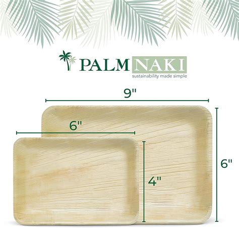 Buy Palm Naki Rectangle Palm Leaf Plates (40 Count) - Disposable ...