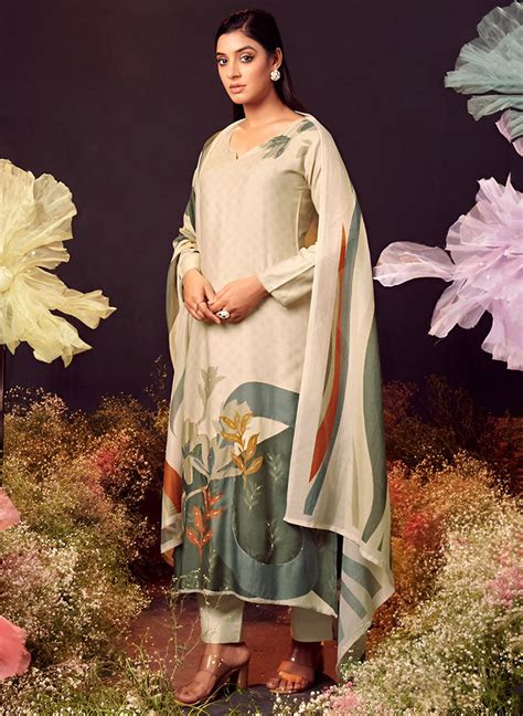 Pure Muslin Party Wear Unstitched Suit Set Dress Material for Women ...