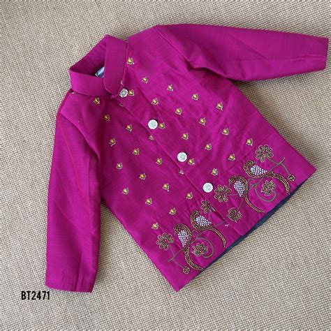 BT2471 Magenta Jodhpuri with Gold Embroidery & Dhoti for Baby Boys ...