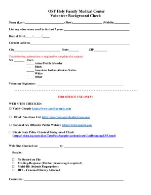 Fillable Online Complete FBI Background Check OR Sign Volunteer... Fax ...