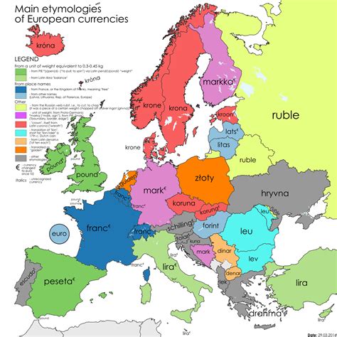 European currencies | Map, Karta