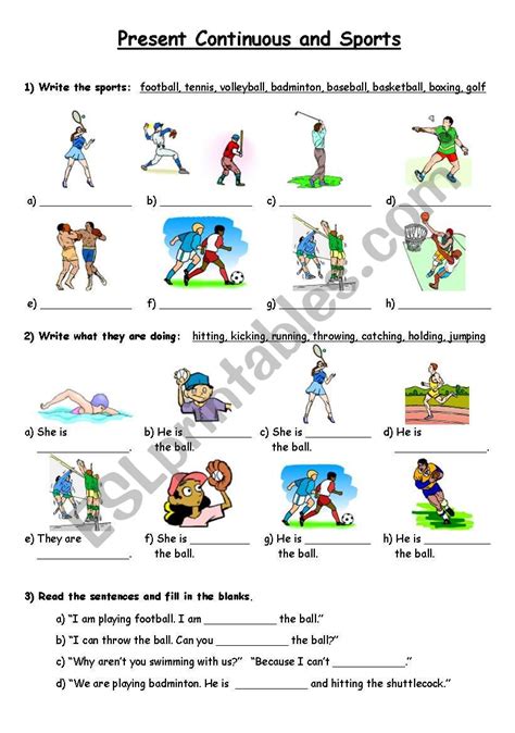 Playing Sports Worksheet 的图像结果
