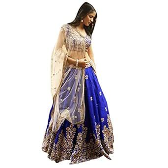 Buy Maa Design Women's Blue Banglory Indo-Western Dupatta Saree [SL 13 ...