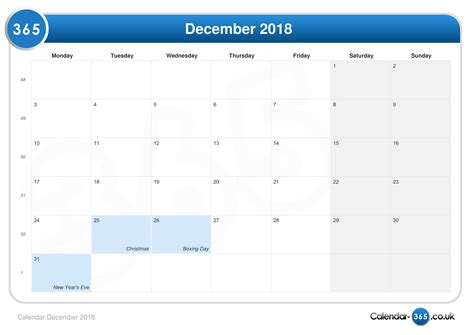 Calendar December 2018