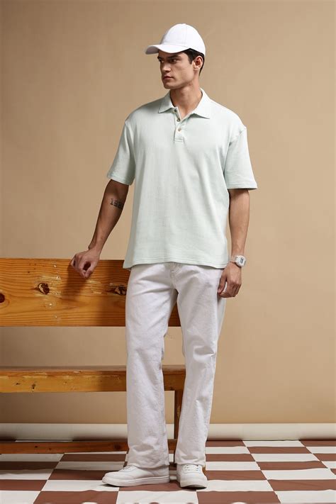 Classic Mint Green Oversized Textured Polo – Eszett