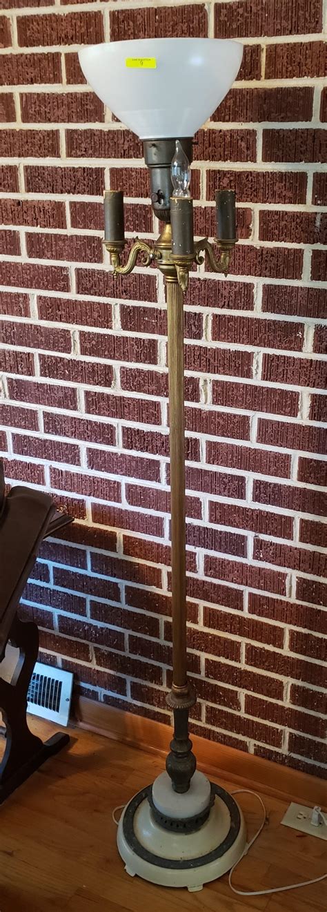 At Auction: VINTAGE MARBLE BASE MILK GLASS FLOOR LAMP