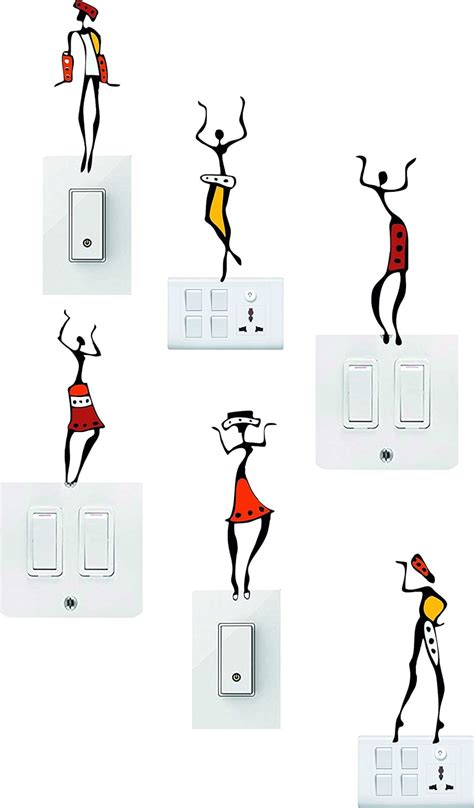 Buy Sticker Hub Traditional Dancing Girls Switch Board Wall Sticker ...