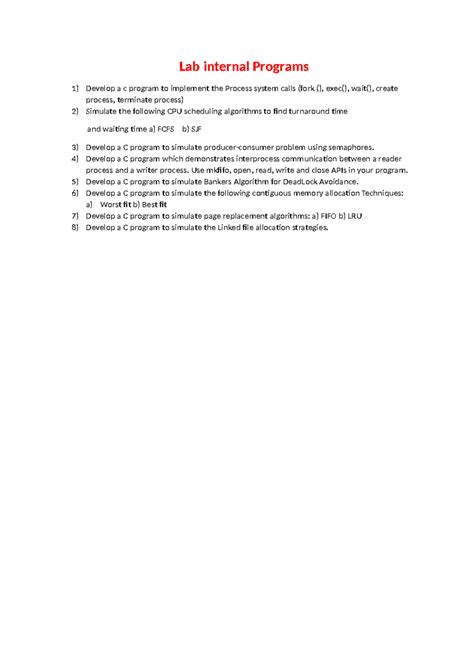 Lab programs for intrnals 1 - Lab internal Programs 1) Develop a c ...