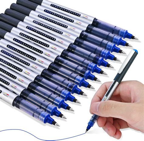 GOLDGE 13 PCS Rollerball Pens Blue Ink, 0.5MM Quick-Drying Ballpoint ...