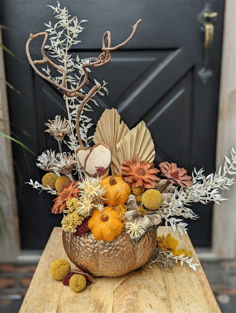 Vintage Pumpkin Dried Flower Arrangement | The Watering Can Flower Market